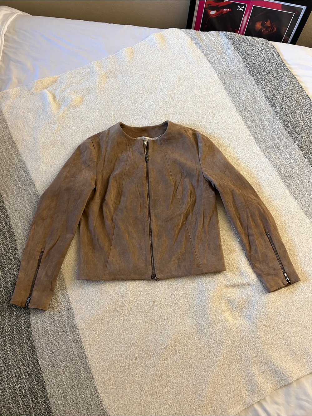 Women's Brown Suede Zip-Cuff Jacket
